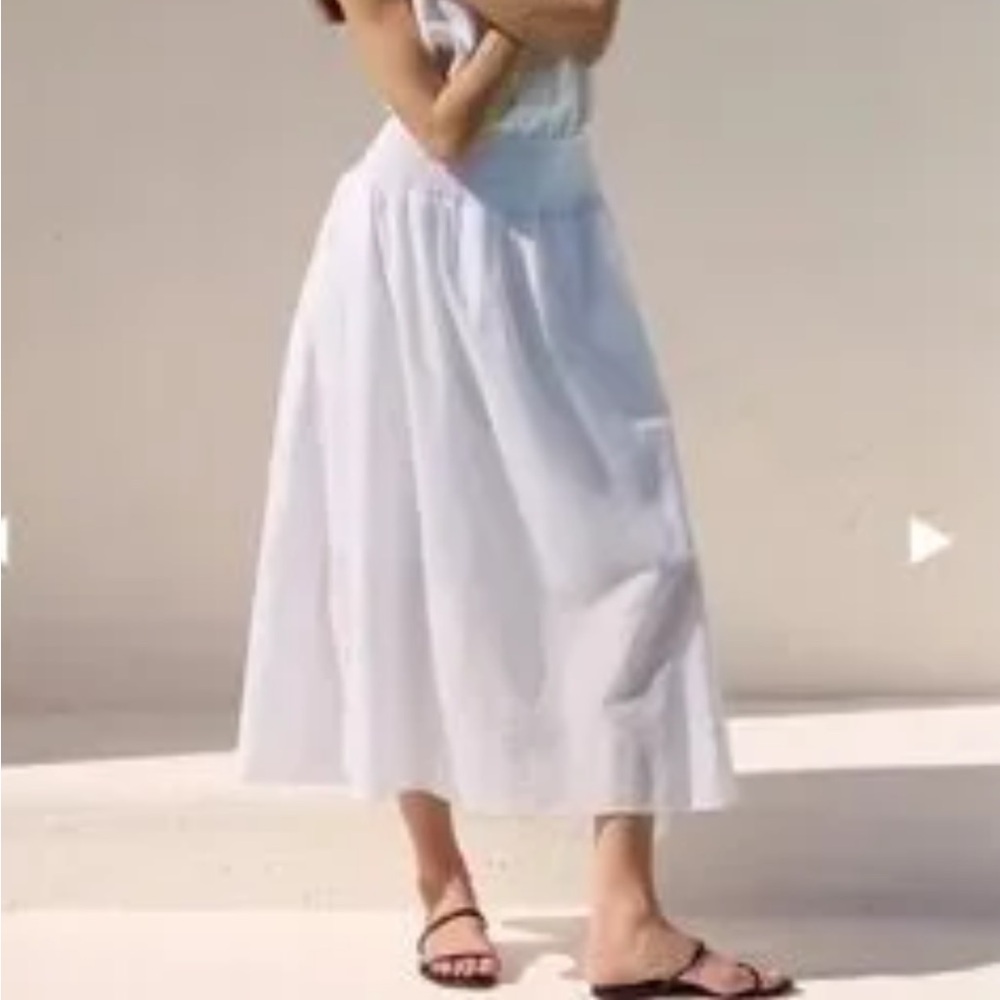 AYR Cream Smocked A-Line Maxi Skirt Resort Wear